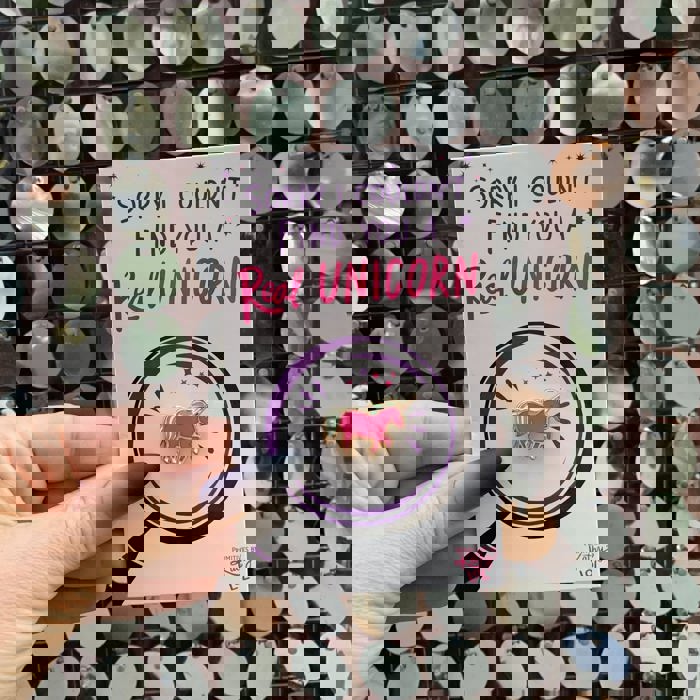 Couldn't Find You A Real Unicorn Enamel Pin on Gift Card