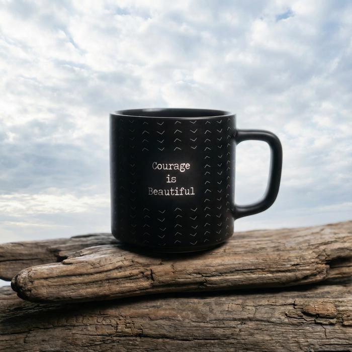 Courage Is Beautiful Stackable Mug | Stoneware Coffee Tea Cup | 14oz.