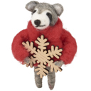 Cozy Sweater Raccoon Critter Holiday Ornament | Decorative Felt Christmas Decor