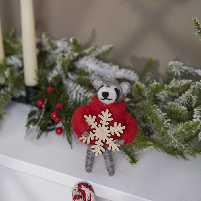 Cozy Sweater Raccoon Critter Holiday Ornament | Decorative Felt Christmas Decor