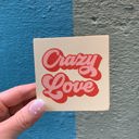 Crazy Love Block Sign | Pre-drilled Keyhole | 3" x 3" Groovy '70s Theme Wall and Hanging Decor | Retro Wooden Block Sign