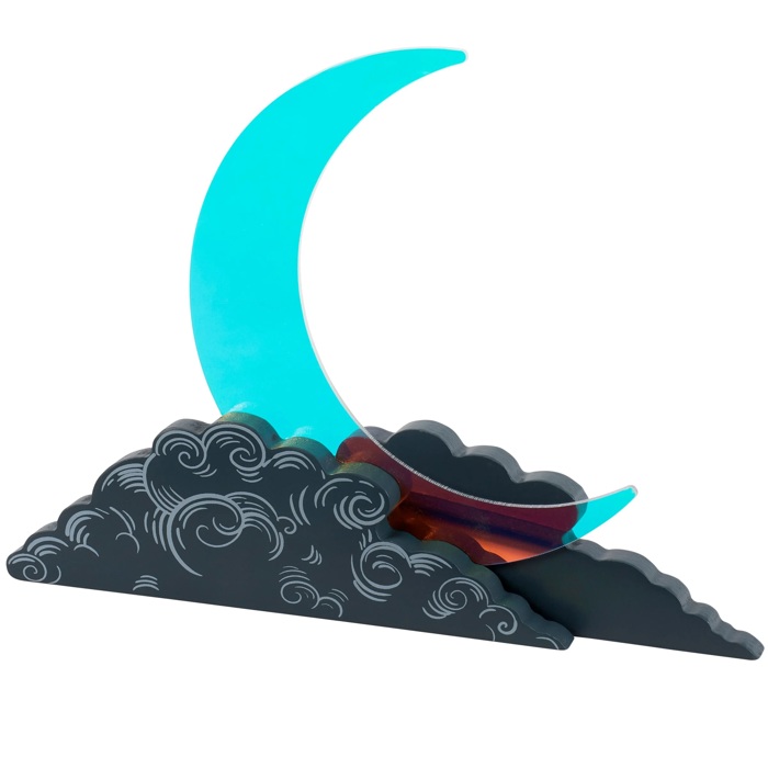 Crescent Moon Shelf Decor | Double-Sided Freestanding Acrylic Wood Celestial Decoration | 9.50" x 7.50"