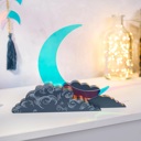  Crescent Moon Shelf Decor | Double-Sided Freestanding Acrylic Wood Celestial Decoration | 9.50" x 7.50"