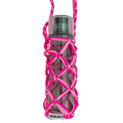 Cross Body Water Bottle Carrier in Pink | Hands Free Portable Tumbler Holder | Summer Beach Picnic Accessories