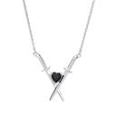  Crossed Swords ⚔️🖤⚔️ Necklace in Silver