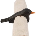  Crow Napkin Ring | Wooden Sculpted Black Bird Serviette Ring Table Napkin Holder | 4" x 2.75"