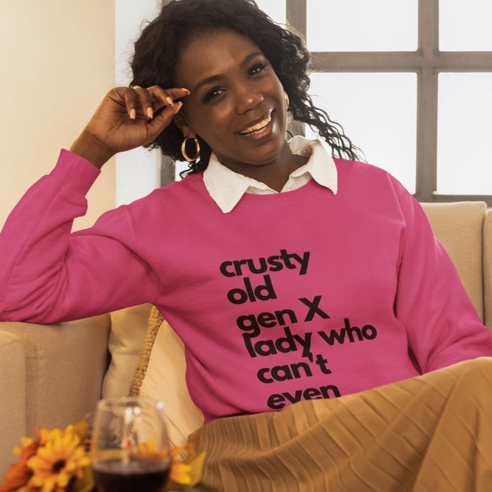 Crusty Old Gen X Lady Who Can't Even Unisex Heavy Blend™ Crewneck Sweatshirt Sizes SM-4XL 