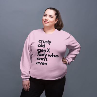 Crusty Old Gen X Lady Who Can't Even Unisex Heavy Blend™ Crewneck Sweatshirt Sizes SM-4XL 