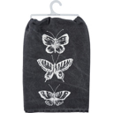  Dark Butterflies Kitchen Towel | Cotton Tea Hand Dish Cloth Black Stonewashed | 28" x 28"