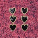  Dark Heart Drop Earrings in Black  | Goth Theme Fashion Jewelry