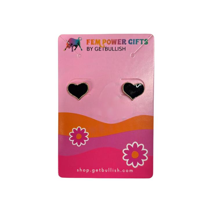 Dark Heart Stud Earrings in Black