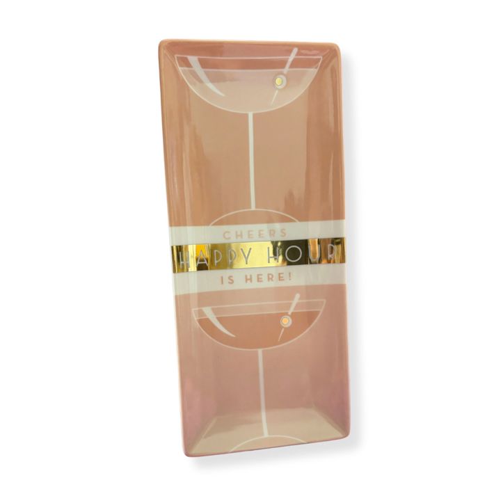 Deco Style Happy Hour is Here Vertical Tray in Gift Box | Trinkets Dishes Jewelry Serveware 