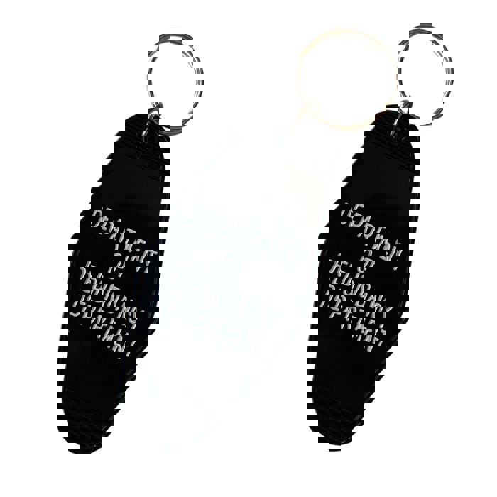 Department of Redundancy Department Motel Style Keychain in Black