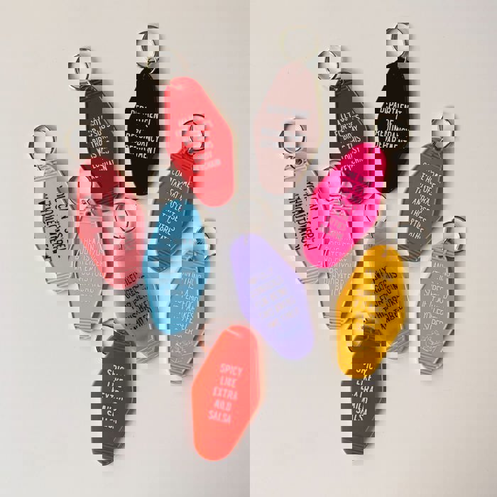 Department of Redundancy Department Motel Style Keychain in Black