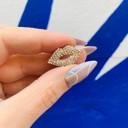  Diamond Kiss Lapel Pin | 0.9" Glam Rhinestone Gold Pin Brooch