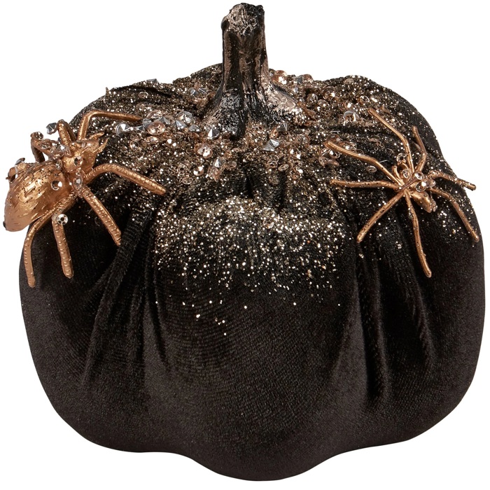 Disco Pumpkin | Glitter Spider Pumpkin Halloween Display Decor | 5.25" x 6.25"