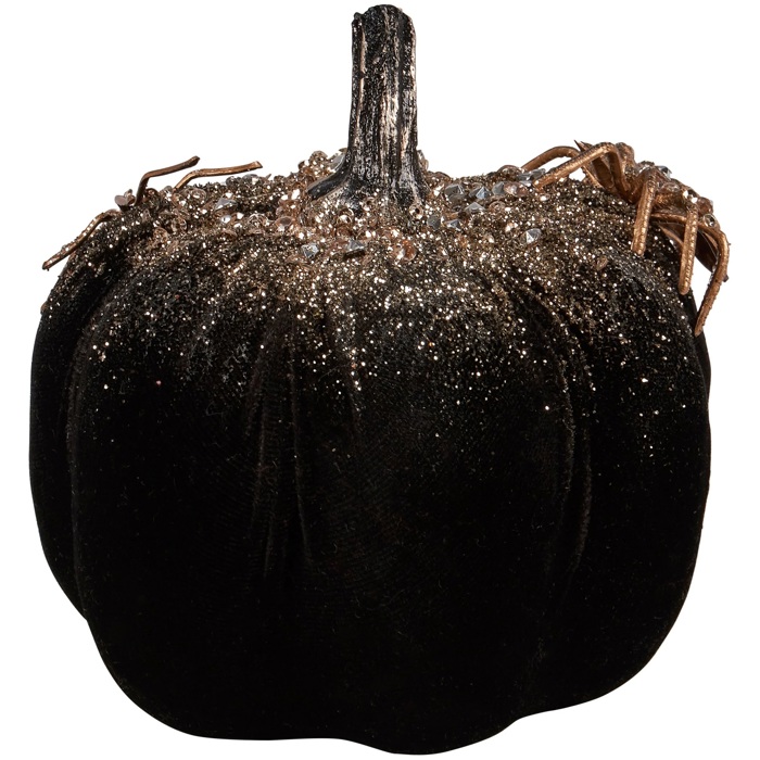 Disco Pumpkin | Glitter Spider Pumpkin Halloween Display Decor | 5.25" x 6.25"