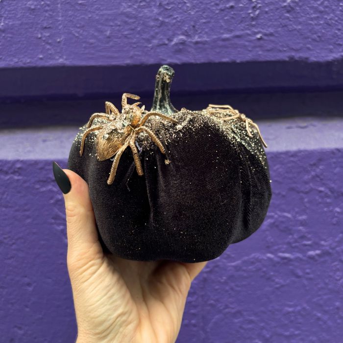 Disco Pumpkin | Glitter Spider Pumpkin Halloween Display Decor | 5.25" x 6.25"