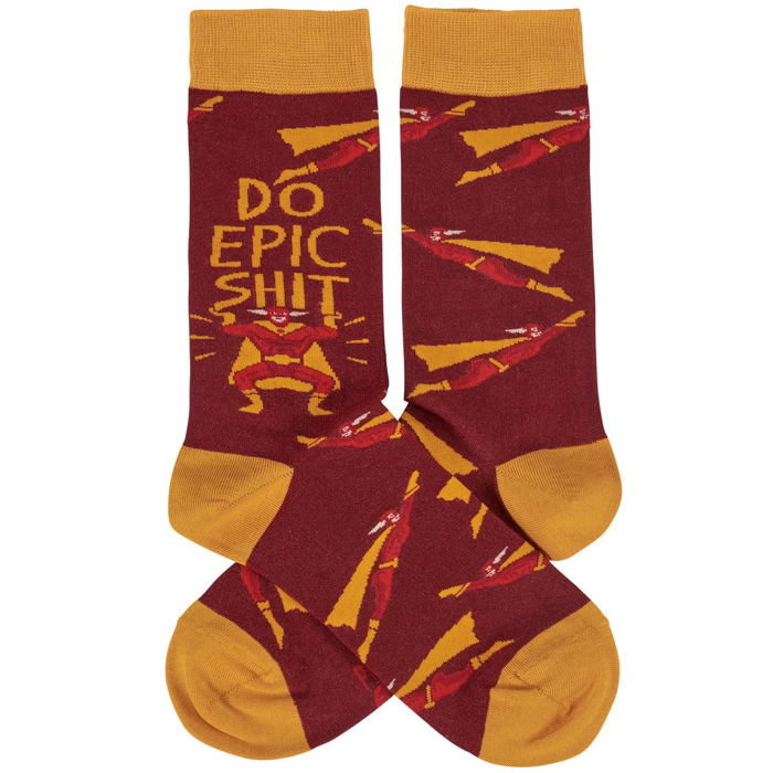 Do Epic Shit Socks | Superhero Illustration Funny Crew Socks