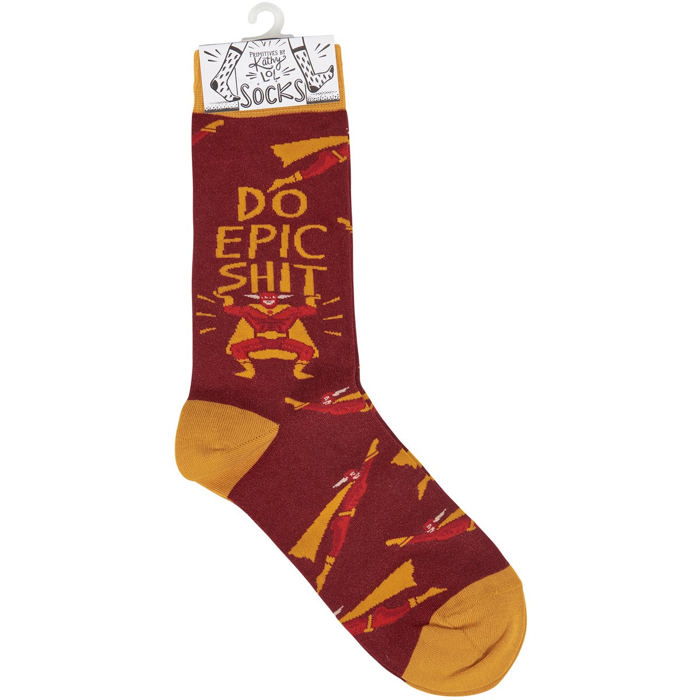 Do Epic Shit Socks | Superhero Illustration Funny Crew Socks