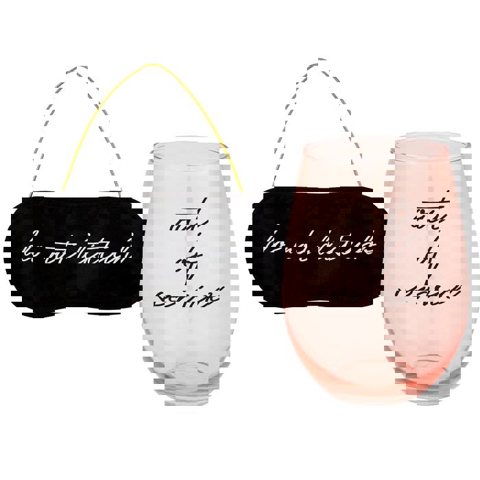 Do Not Disturb Eye Mask + Out of Service Stemless Wine Glass Gift Set