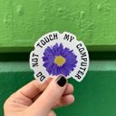 Do Not Touch My Computer Floral Individual Vinyl Stickers for Water Bottle, Tumbler, Laptop Case - Funny and Cute Designs