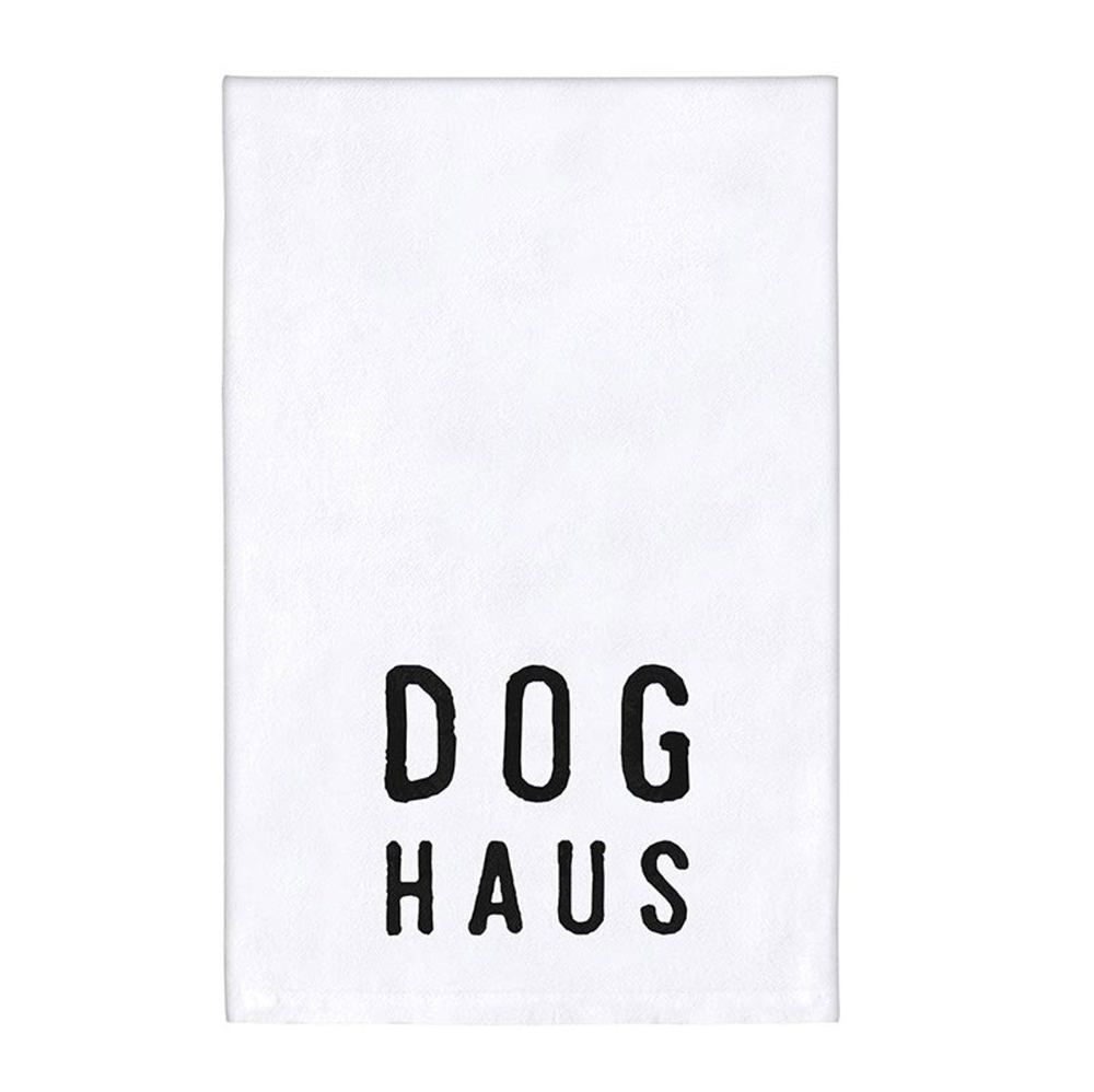 Dog Haus Kitchen Towel in White | Cotton Tea Dish Towel | 30" x 30"