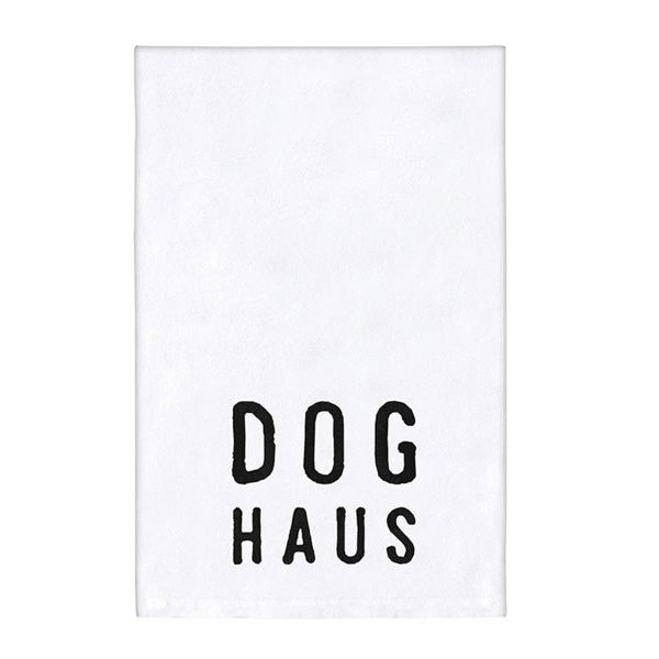 Dog Haus Kitchen Towel in White | Cotton Tea Dish Towel | 30" x 30"