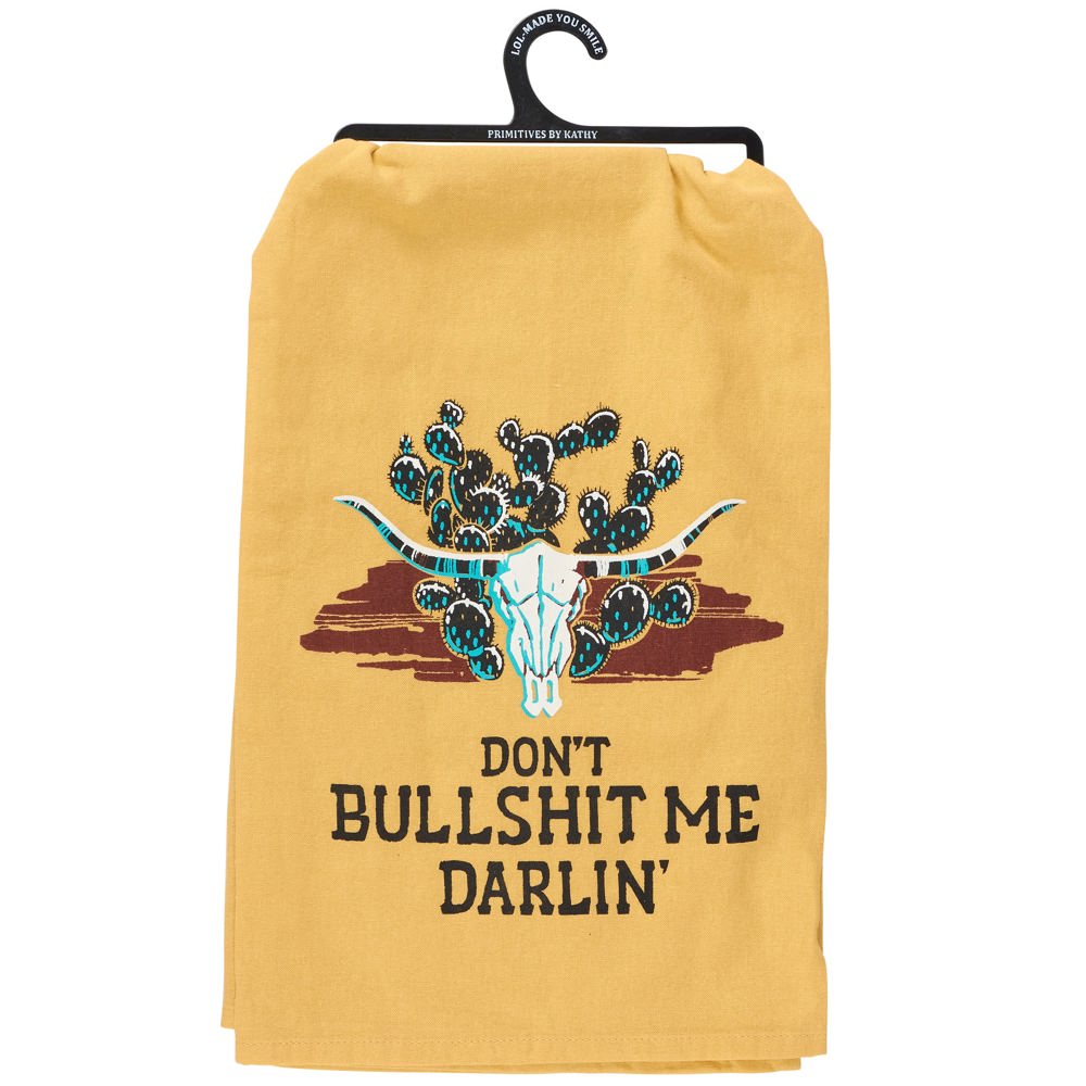 Don't Bullshit Me Darlin' Kitchen Towel | Western-Themed Tea Hand Dish Cloth | 28" x 28"