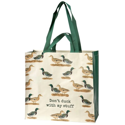 Don't Duck With My Stuff Market Tote Bag | Farm-themed Shopping Bag | 15.50" x 15.25" x 6"
