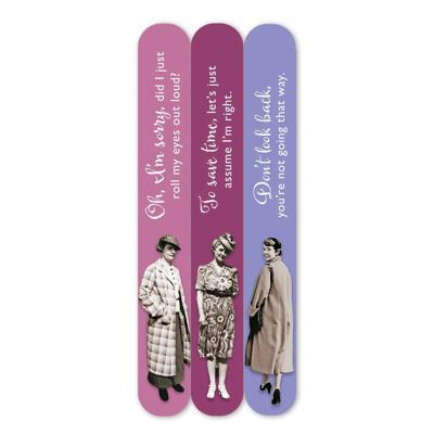 Don’t Look Emery Boards Set of 3 Funny Vintage Nail Files SME23 | Sassy Manicure Gift in Vinyl Case