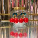  Double Cherries Rockabilly Earrings | Gift For Her Fashion Jewelry | 2.5" long