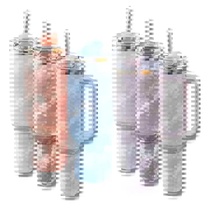 Clouds 40 Oz Tumbler Stainless Steel Insulated Handle Tumbler - XL Size with Straw