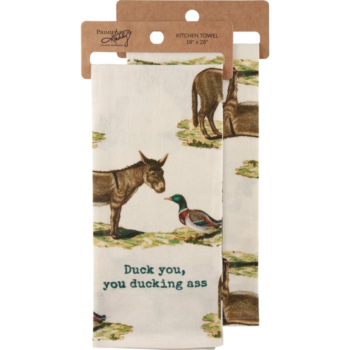 Animal Puns Embroidered Tea and Dish Towels | Linen Novelty Kitchen Towels