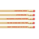  EXISTENTIAL CRISIS Pencil Set | 5 Cedar Pencils | Cream with Blood-Red Foil Stamping