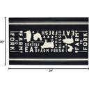 Eat Fresh Farm to Fork Decorative Polyester Rug 34" x 20" | Black Indoor Kitchen Floor Mat