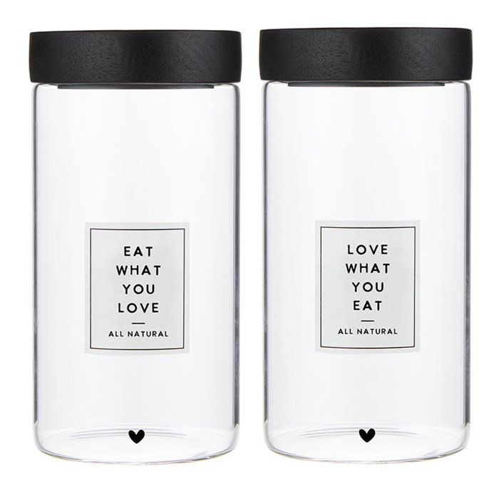 Eat What You Love Canister Set of 2 | Treat Gifting or Food Storage Jars | 44oz