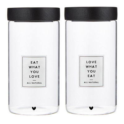 Eat What You Love Canister Set of 2 | Treat Gifting or Food Storage Jars | 44oz