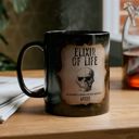  Gift for Him Her "Elixir of Life The Alchemist's Formula for Youth and Vitality" 11oz Black Coffee Mug with Vintage Skull Motif Gothic Aging Humor