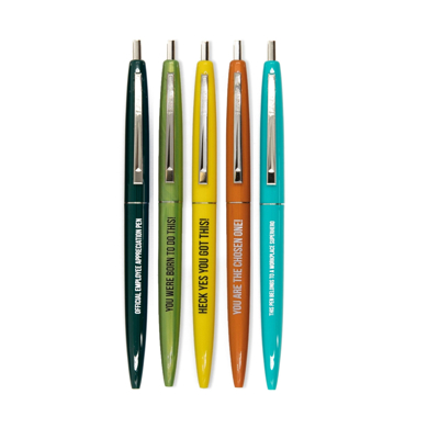 Employee Appreciation Pen Set | 5 Motivational Refillable Pens for Office Co-workers
