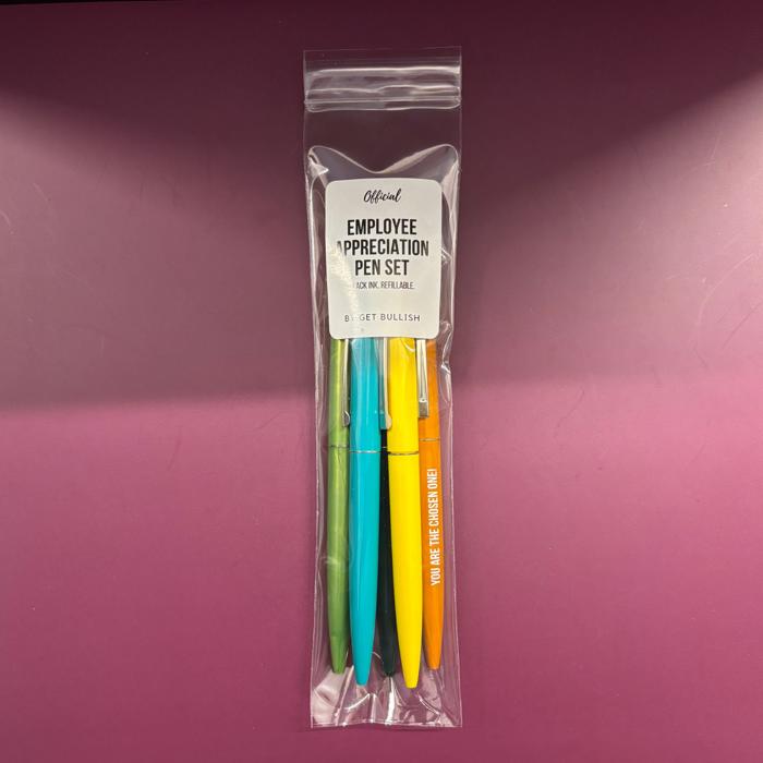 Employee Appreciation Pen Set | 5 Motivational Refillable Pens for Office Co-workers