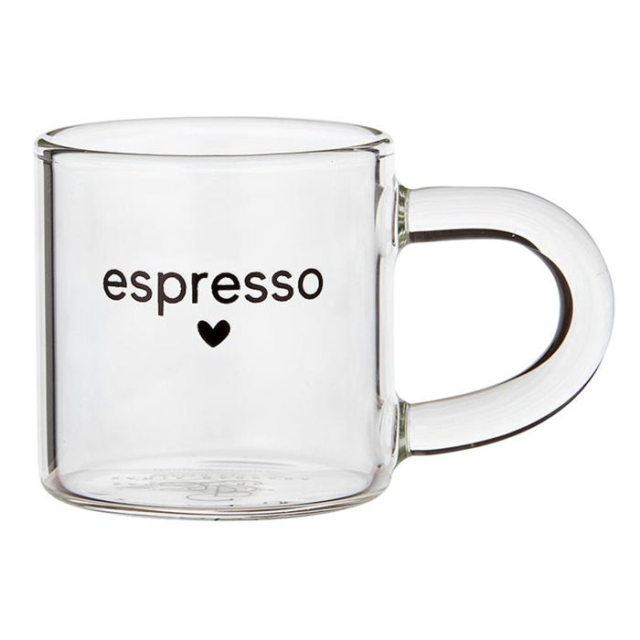 Espresso Glass Espresso Cup | Coffee Tea Clear Mug | Tiny Heart Design