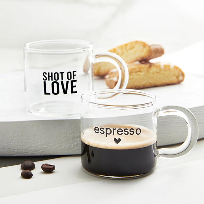 Espresso Glass Espresso Cup | Coffee Tea Clear Mug | Tiny Heart Design