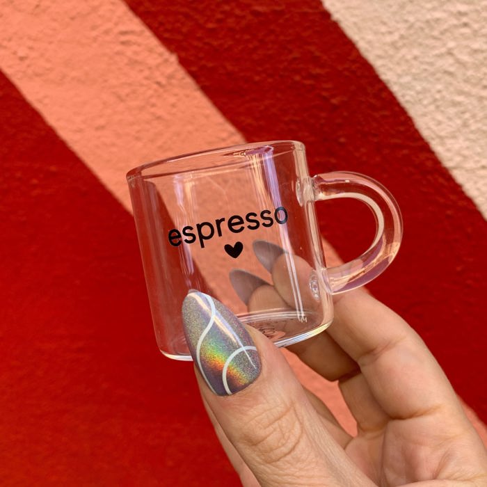 Espresso Glass Espresso Cup | Coffee Tea Clear Mug | Tiny Heart Design