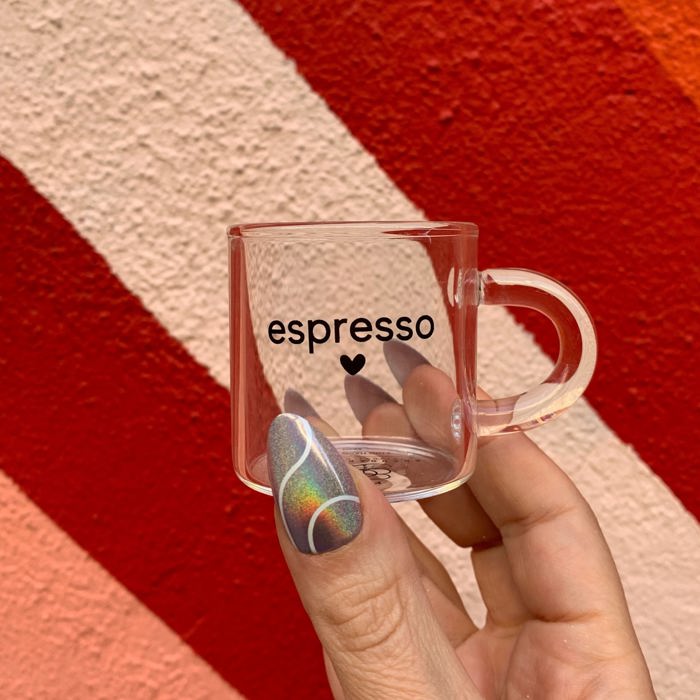 Espresso Glass Espresso Cup | Coffee Tea Clear Mug | Tiny Heart Design