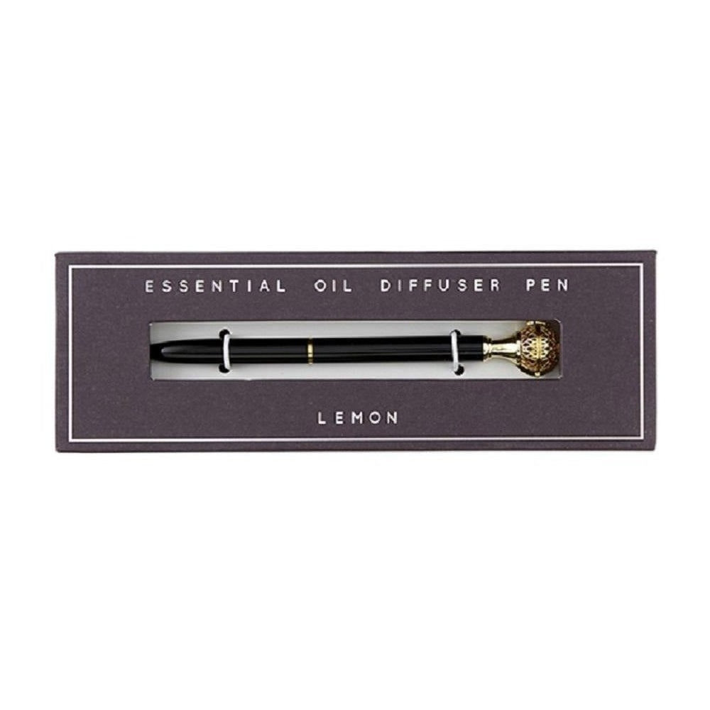 Essential Oil Diffuser Pen in Lemon in a Gift Box - Includes 1 ml of Essential Oil and 2 Lava Beads | Refillable