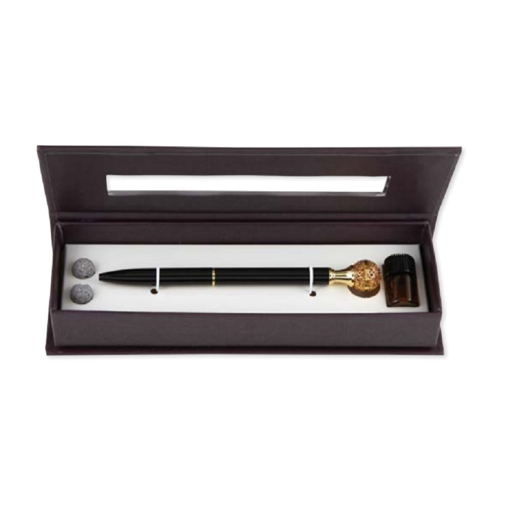 Essential Oil Diffuser Pen in Lemon in a Gift Box - Includes 1 ml of Essential Oil and 2 Lava Beads | Refillable