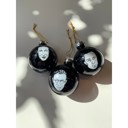  Set of 3 Existentialist Holiday Glass Mini Ornaments in Black with Depressing Quotes from Camus, Sartre, and de Beauvoir | Gift for Her
