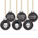  Set of 3 Existentialist Holiday Glass Mini Ornaments in Black with Depressing Quotes from Camus, Sartre, and de Beauvoir | Gift for Her