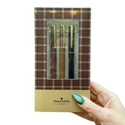 Favorite Memories 3 Piece Refillable Pen Set | Set of 3 Giftable Pens in Plaid Box